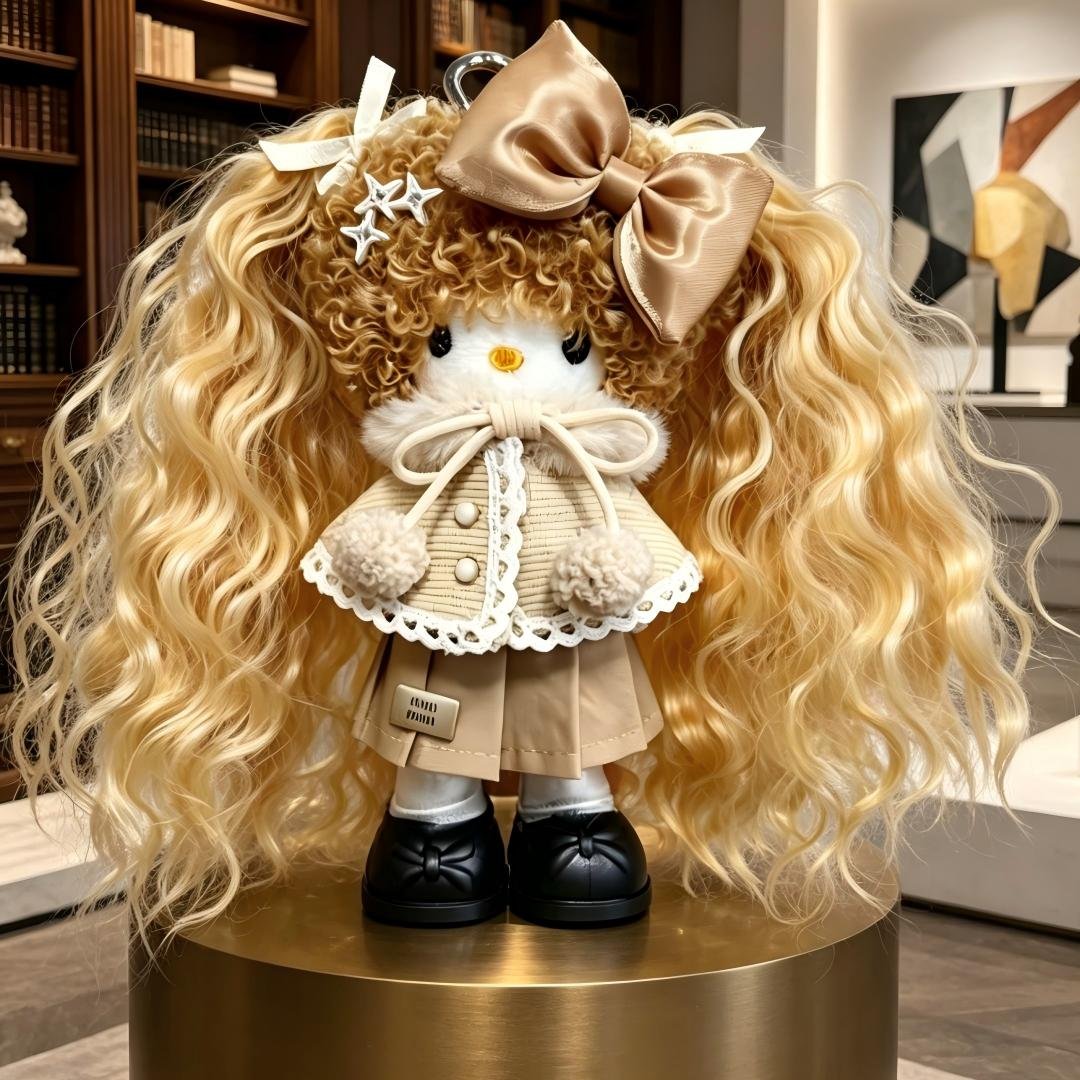 Brown Wavy Hair Girl Plush Charm