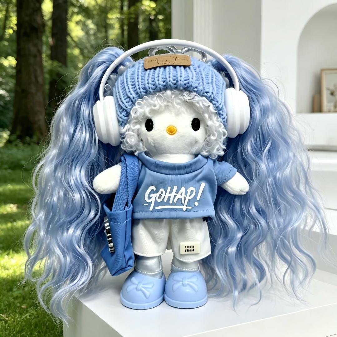 Blue Wavy Hair Girl Plush Charm - Image 13