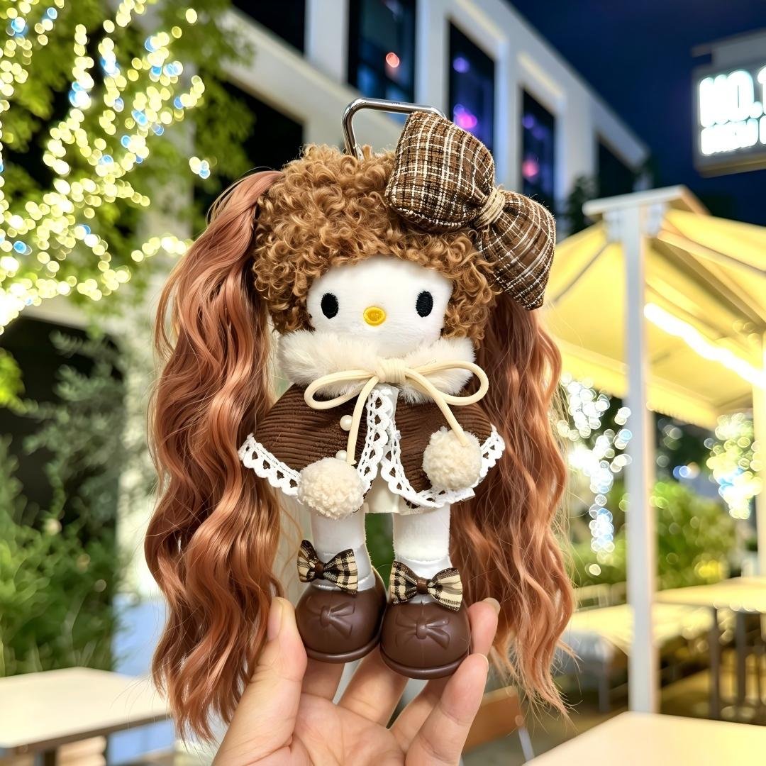 Brown Wavy Hair Girl Plush Charm - Image 4