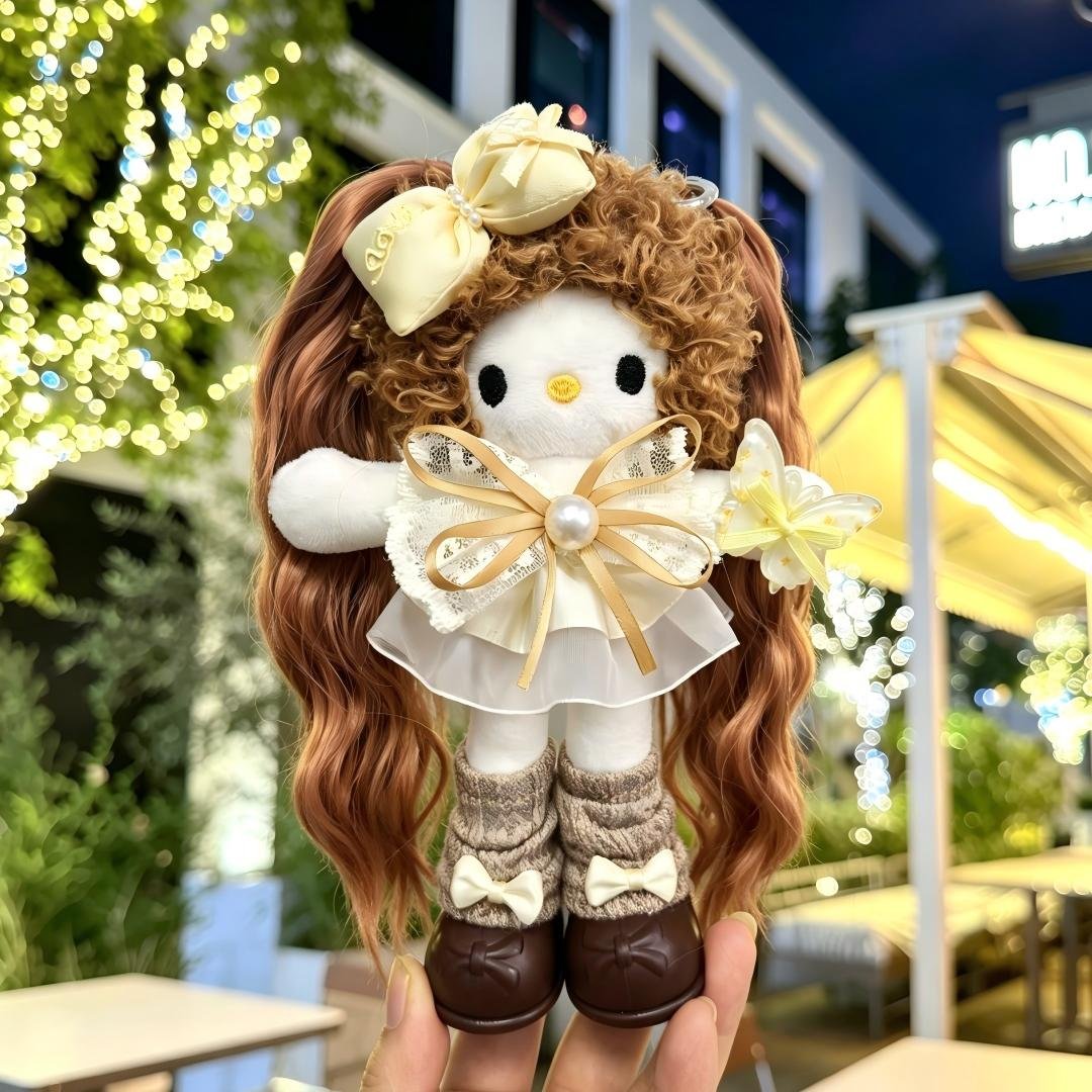 Brown Wavy Hair Girl Plush Charm - Image 5