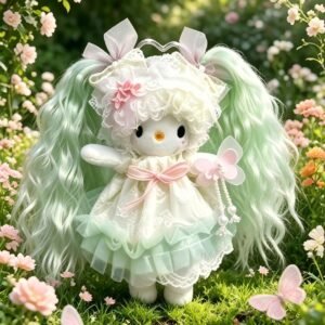 Mint Green Wavy Hair Girl Plush Charm