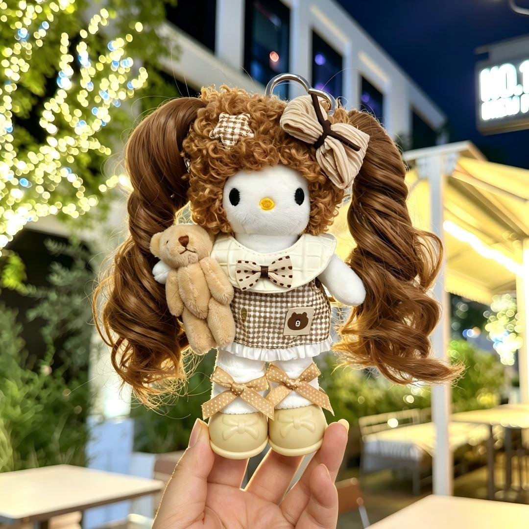 Brown Wavy Hair Girl Plush Charm - Image 6