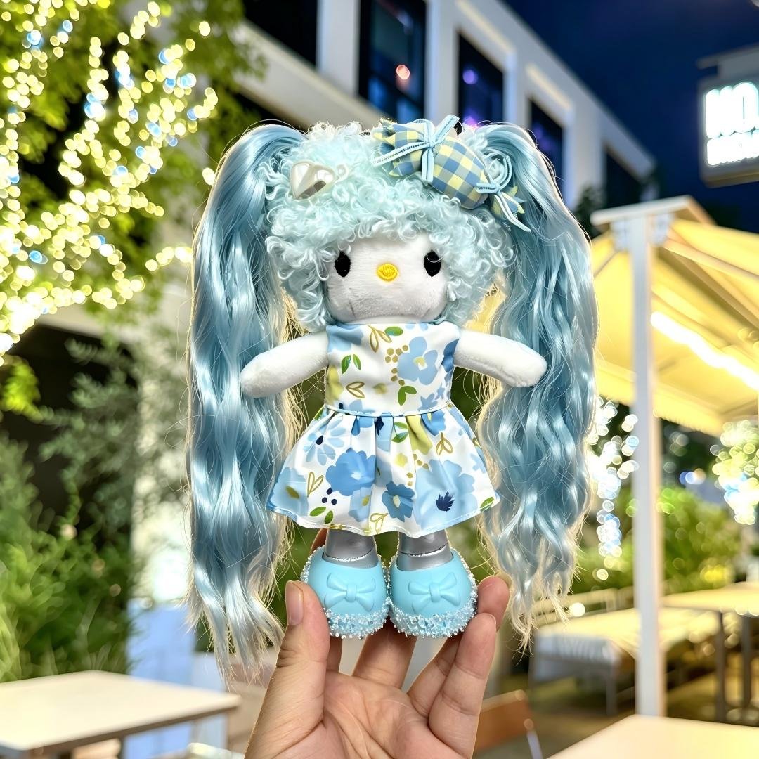Blue Wavy Hair Girl Plush Charm - Image 12