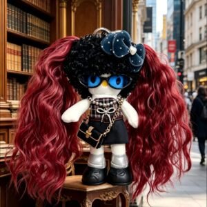 Red Wavy Hair Girl Plush Charm