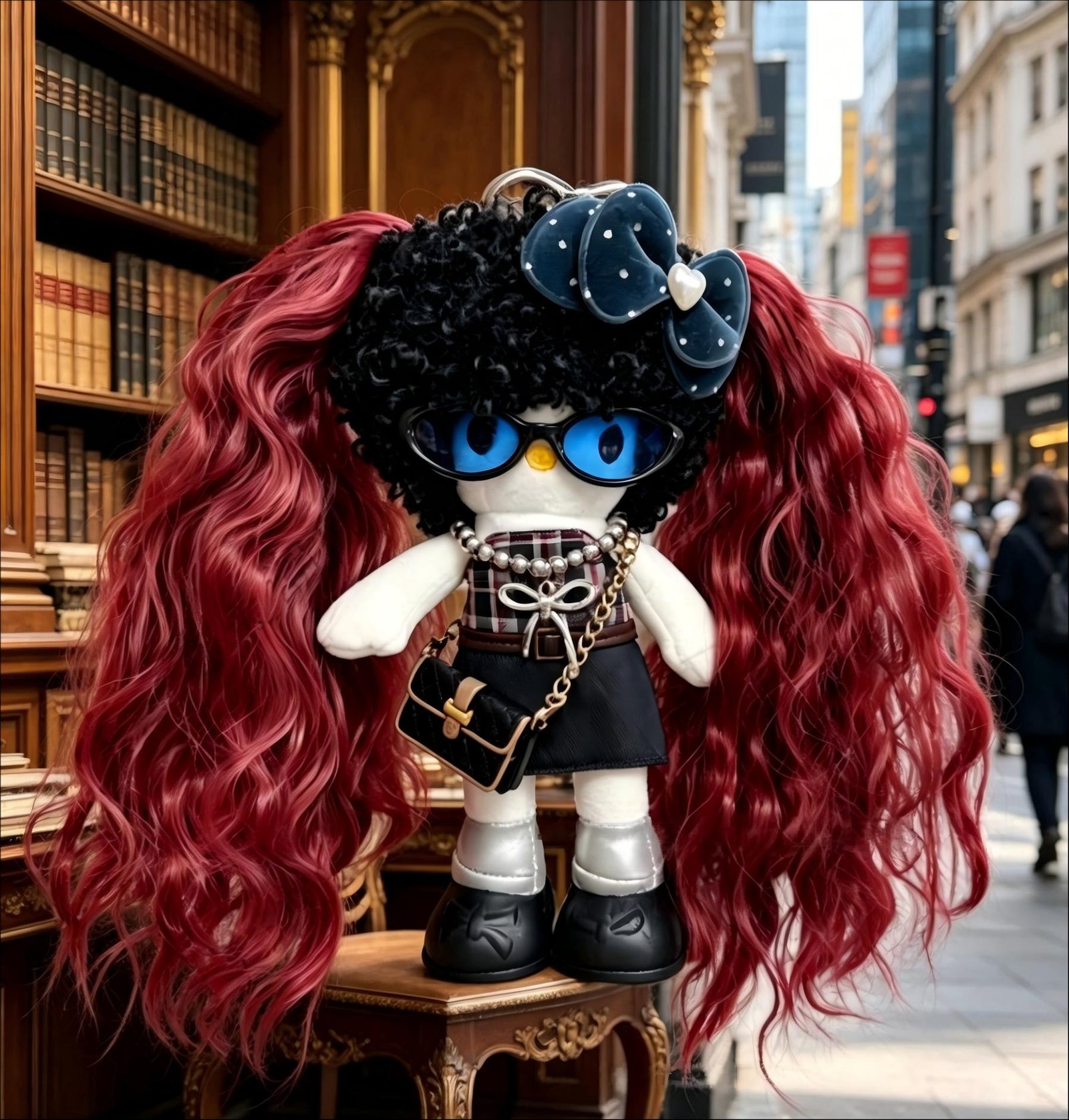Red Wavy Hair Girl Plush Charm