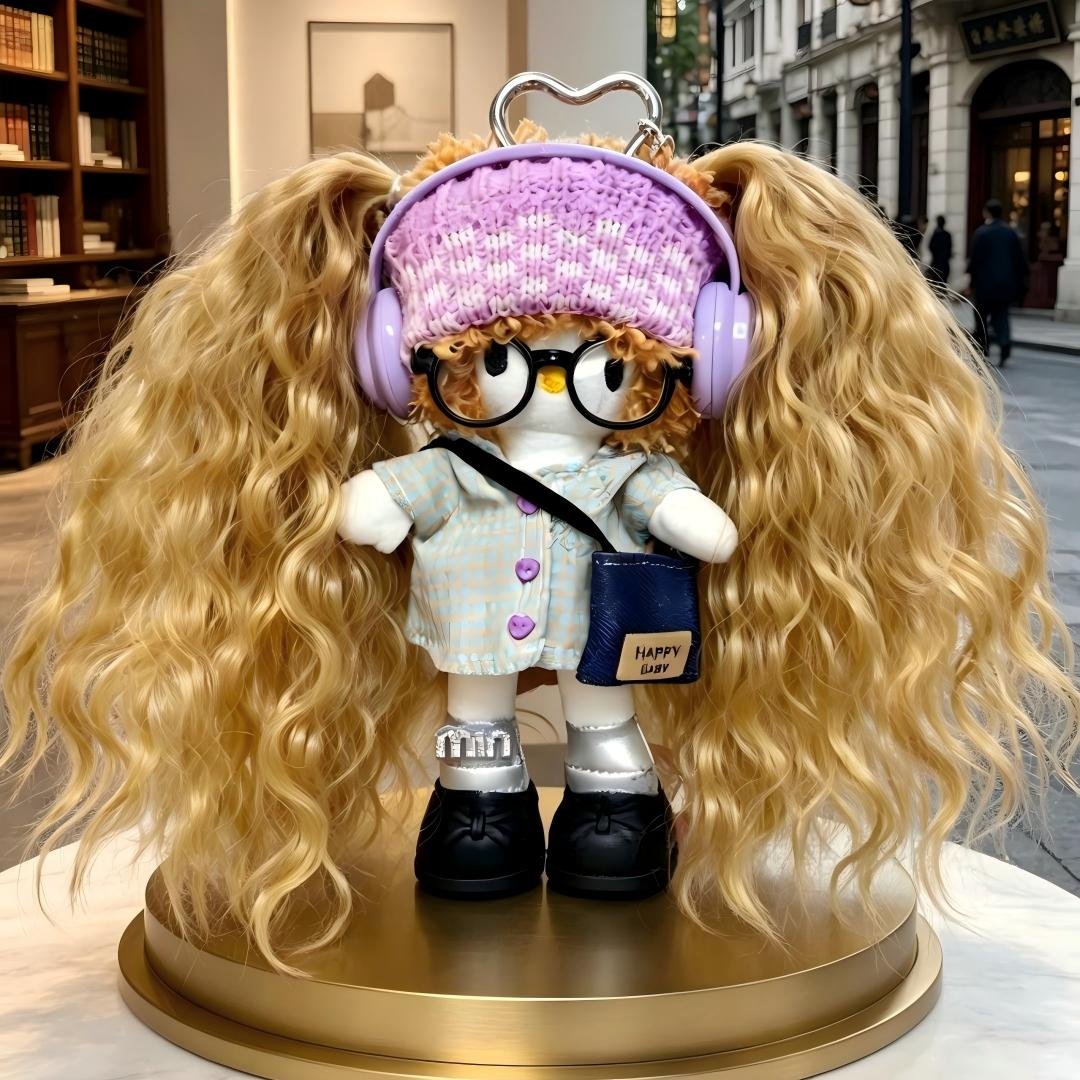 Brown Wavy Hair Girl Plush Charm - Image 7