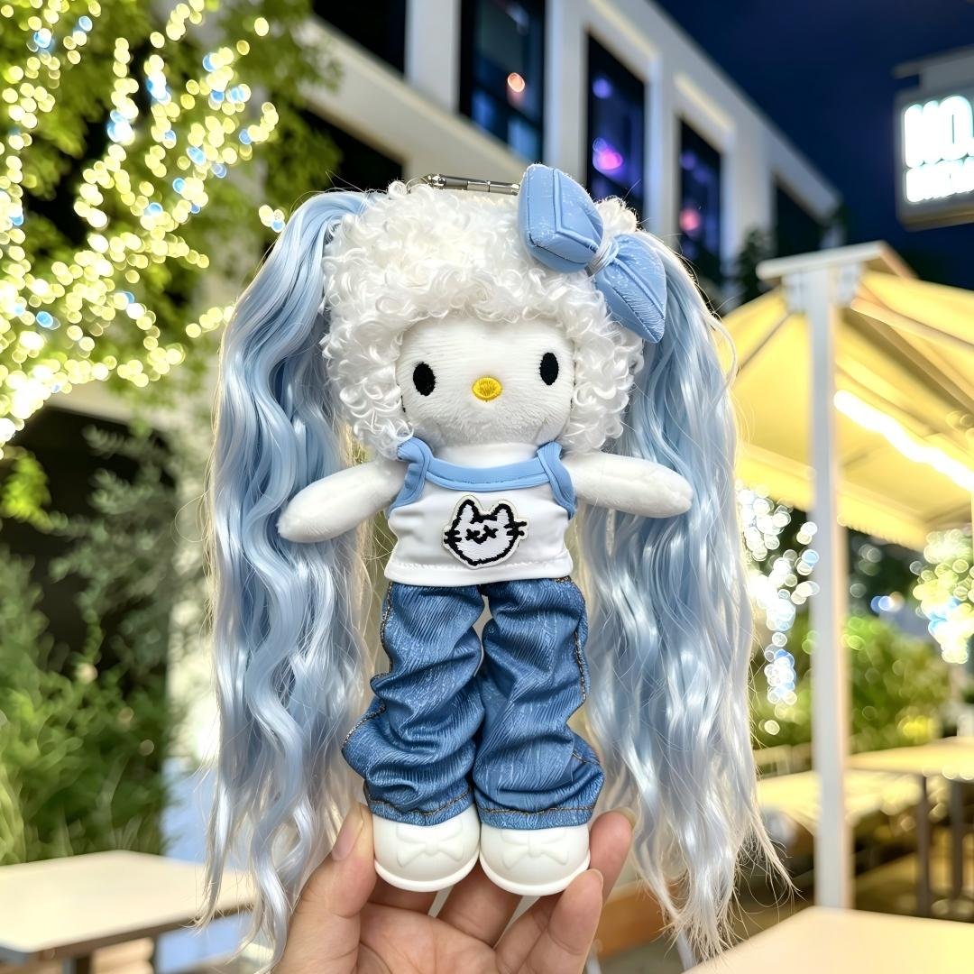 Blue Wavy Hair Girl Plush Charm - Image 10