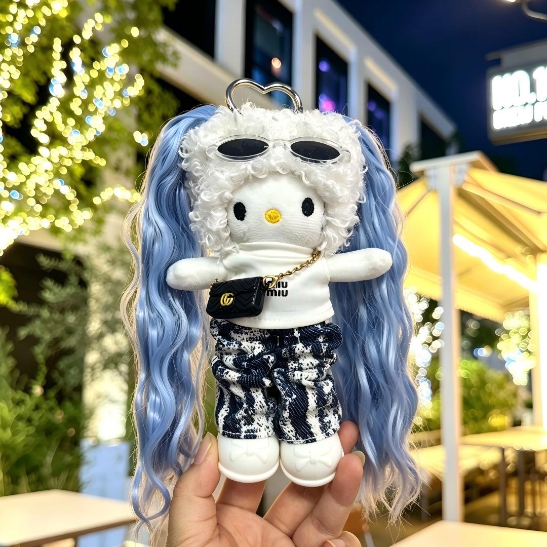 Blue Wavy Hair Girl Plush Charm - Image 11