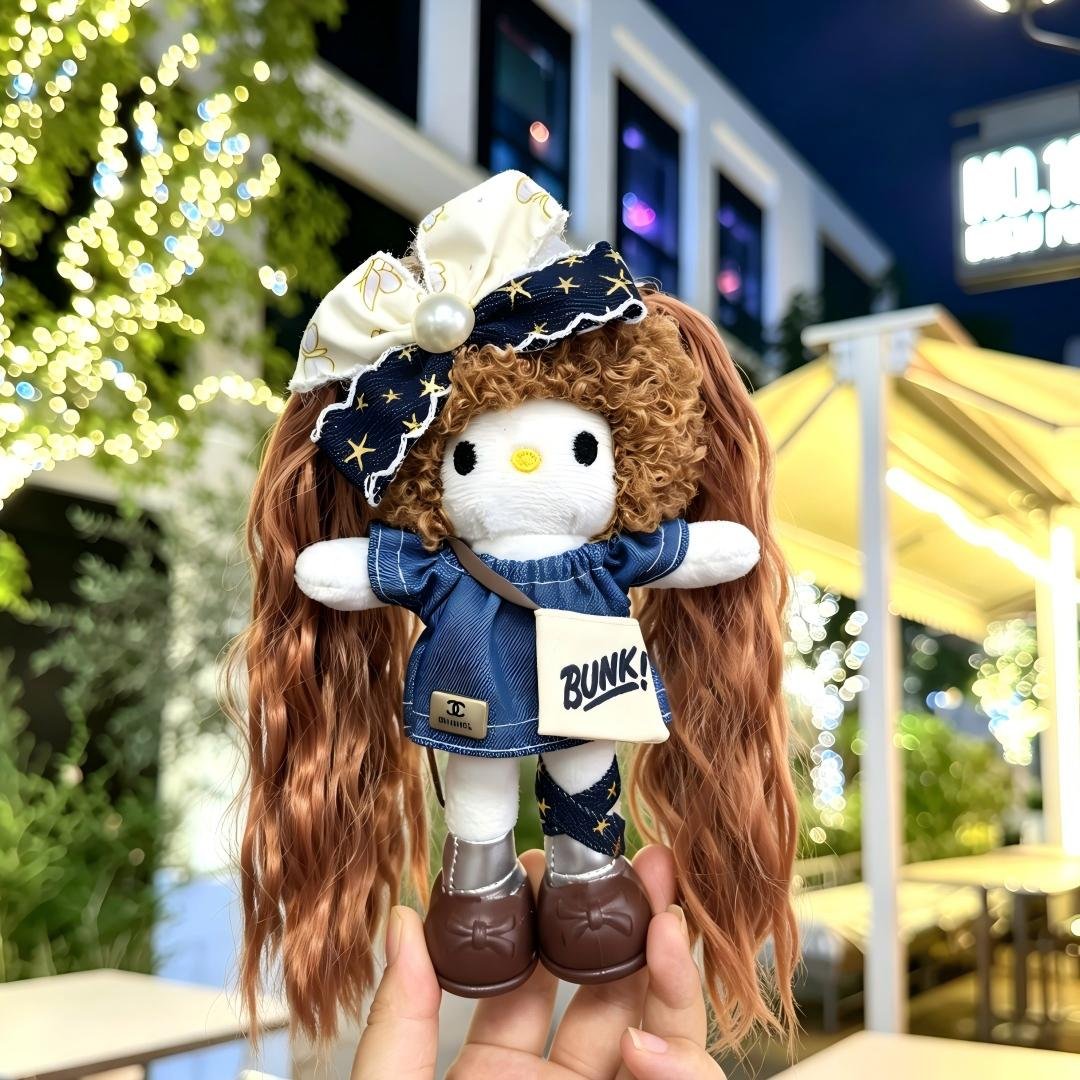 Brown Wavy Hair Girl Plush Charm - Image 9