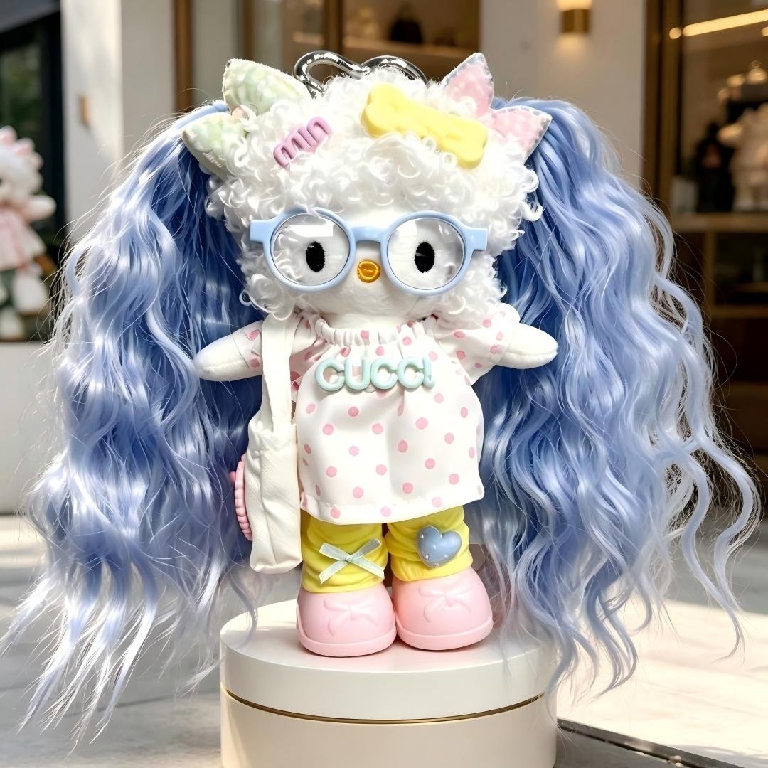 Blue Wavy Hair Girl Plush Charm - Image 8