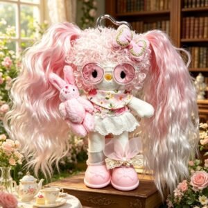 Pink Curly Hair Girl Plush Bag Charm