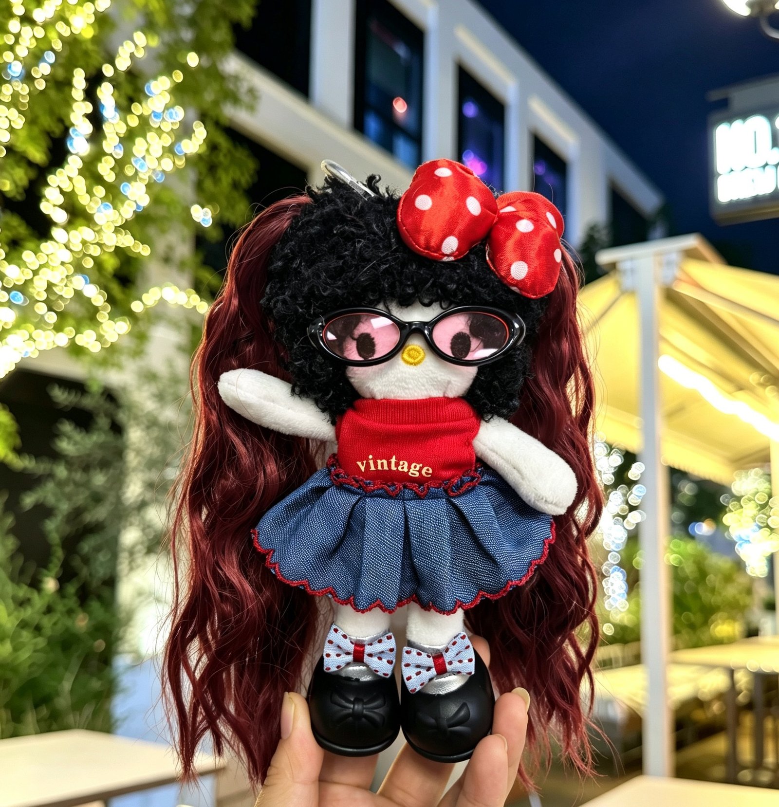 Red Wavy Hair Girl Plush Charm - Image 3
