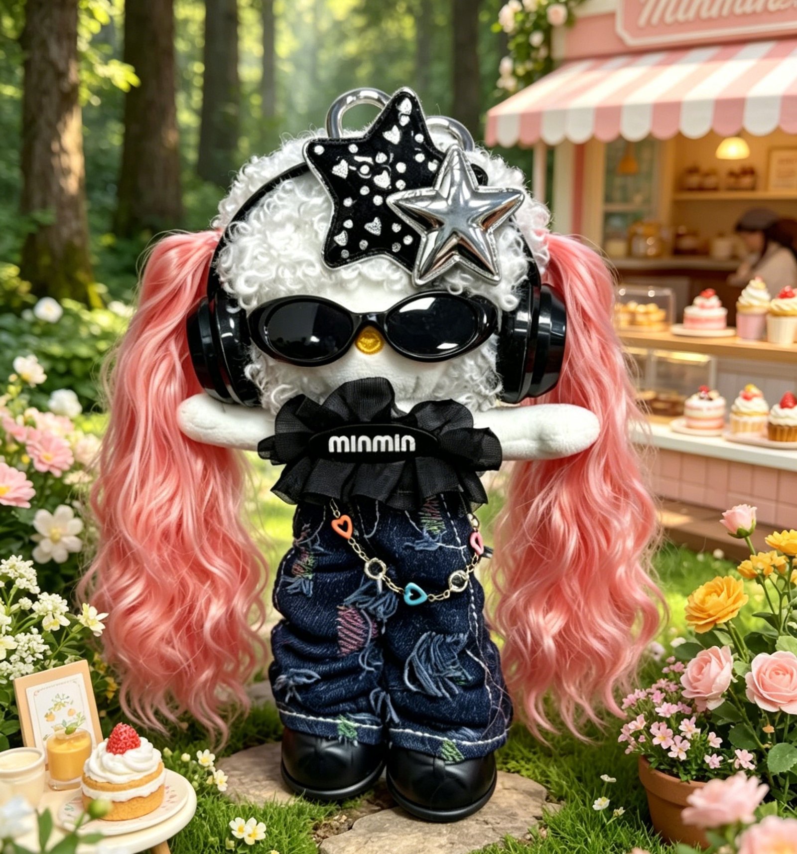 Red Wavy Hair Girl Plush Charm - Image 4