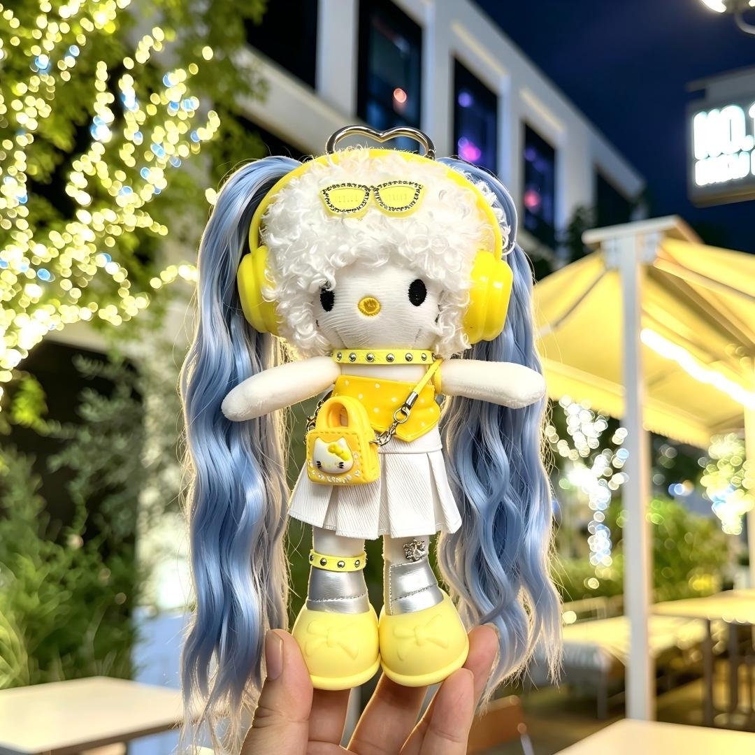 Blue Wavy Hair Girl Plush Charm - Image 6