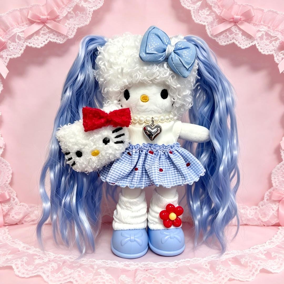 Blue Wavy Hair Girl Plush Charm - Image 4