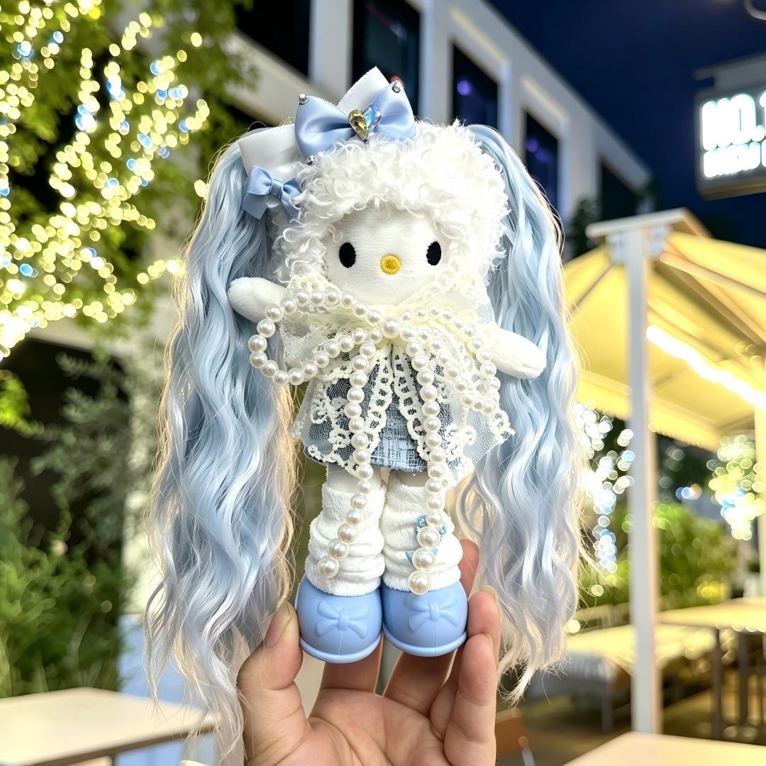 Blue Wavy Hair Girl Plush Charm - Image 3
