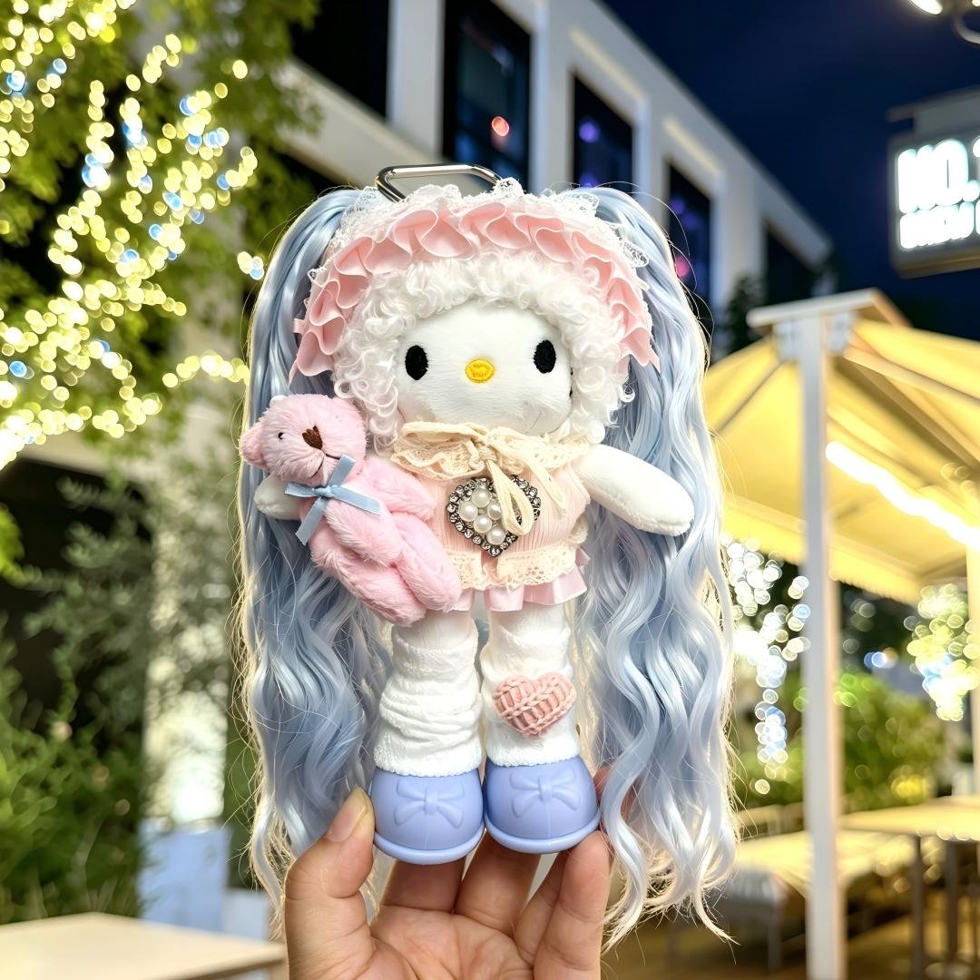 Blue Wavy Hair Girl Plush Charm - Image 2
