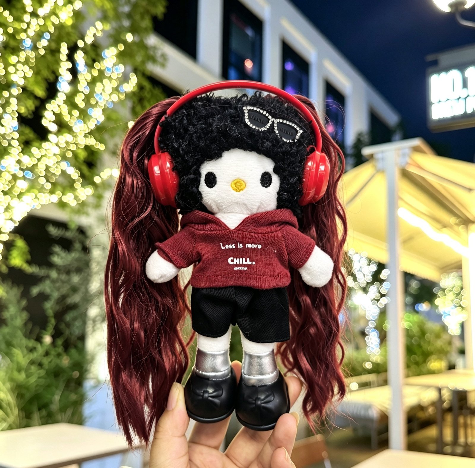 Red Wavy Hair Girl Plush Charm - Image 5
